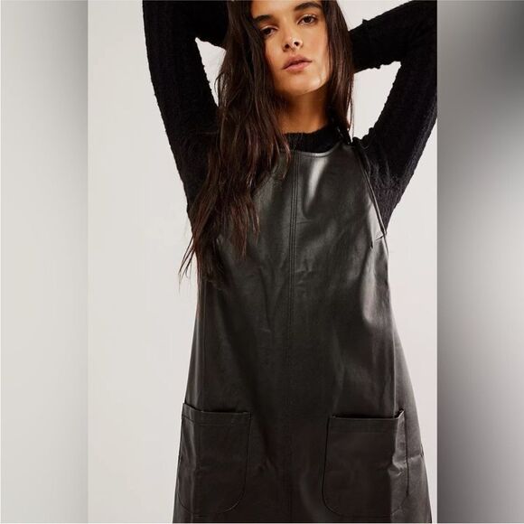 Free People All Around Vegan Leather Mini Dress M - Picture 2 of 10